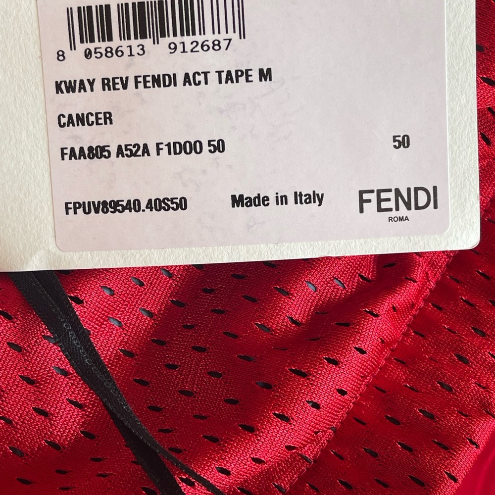 NWT MENS FENDI x KWAY LIMITED EDITION ITALY PERFORATED RED REVERSIBLE JACKET MED - Picture 14 of 15